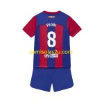 Camisolas de futebol FC Barcelona Pedri 8 Criança Equipamento Principal 2023/24 Manga Curta
